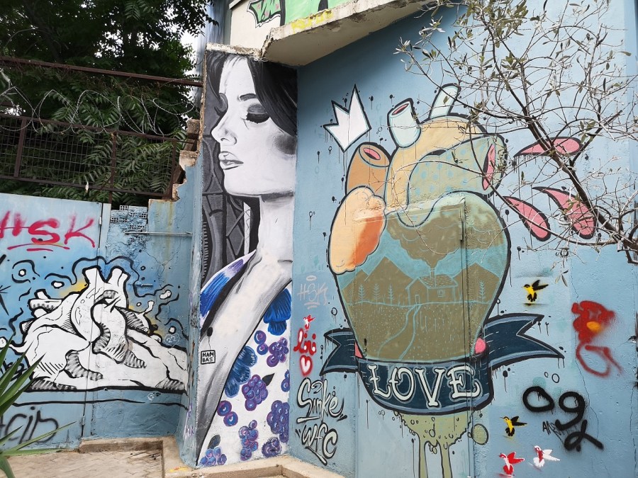 Love inscription and pollution drawing on heart