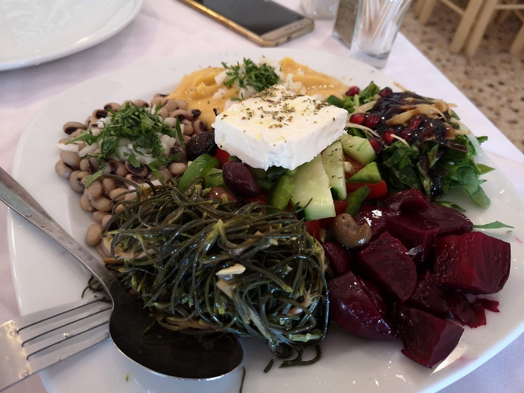 Feta cheese, beetroot and sea greens