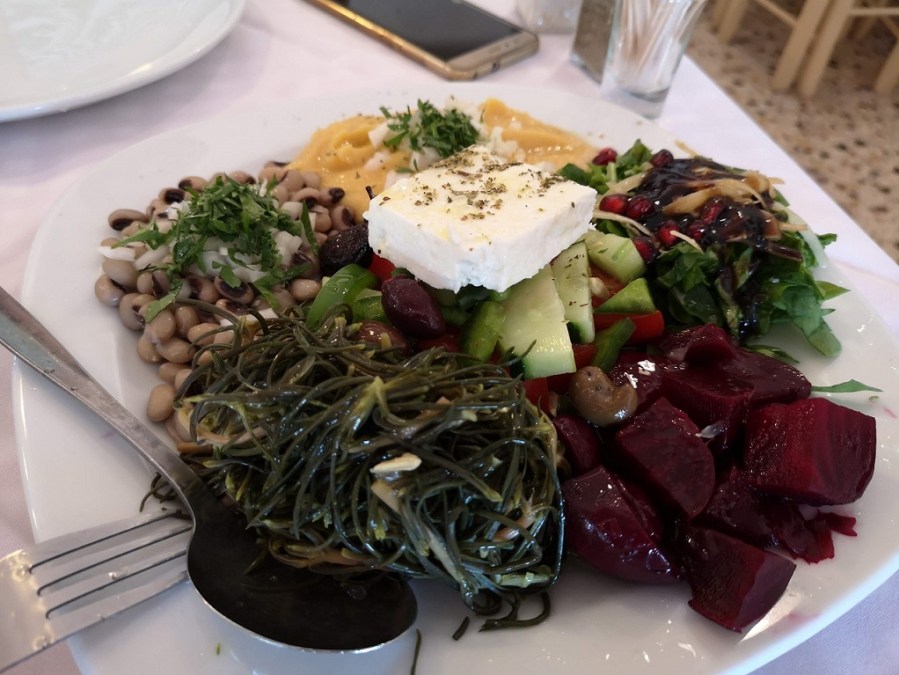 Feta cheese, beetroot and sea greens