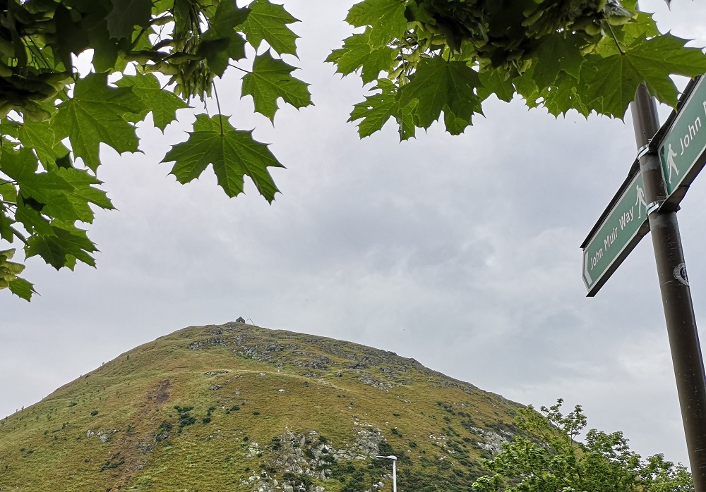 John Muir Way signpost to hill