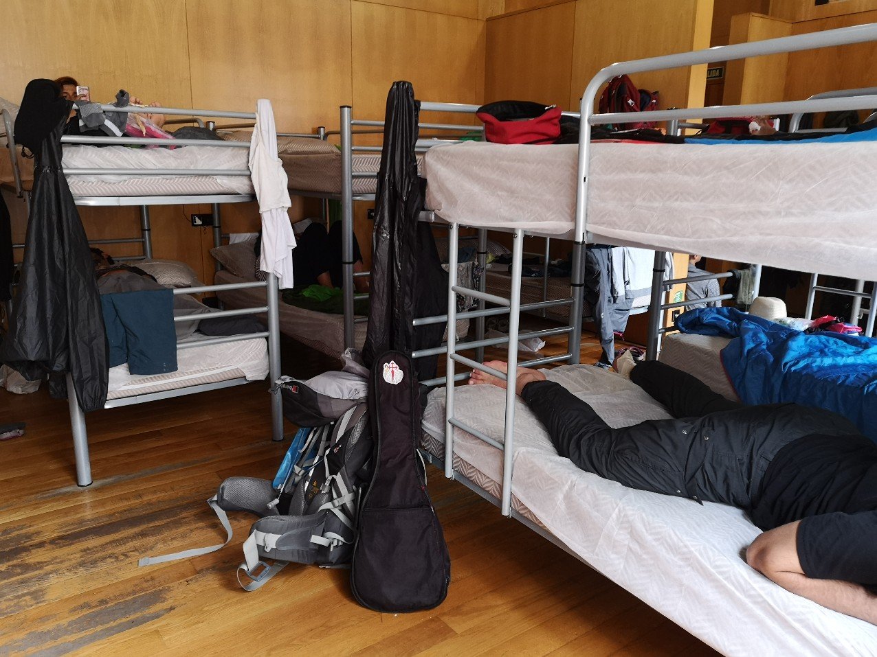 interior hostel with bunks