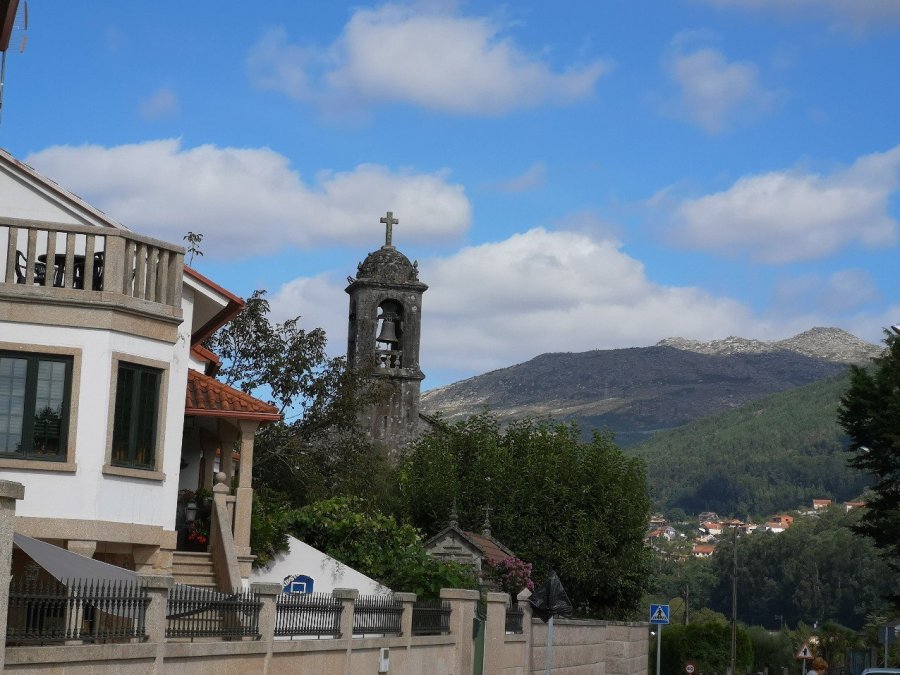 rural mountains village church houses